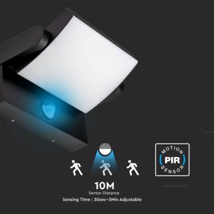 Luminária de parede LED exterior com sensor LED/17W/230V 4000K IP65 preta