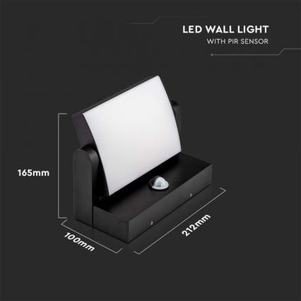 Luminária de parede LED exterior com sensor LED/17W/230V 4000K IP65 preta