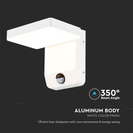 Luminária de parede LED flexível para exterior com sensor LED/17W/230V IP65 3000K branco