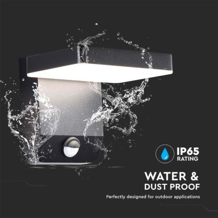 Luminária de parede LED flexível para exterior com sensor LED/17W/230V IP65 4000K preta