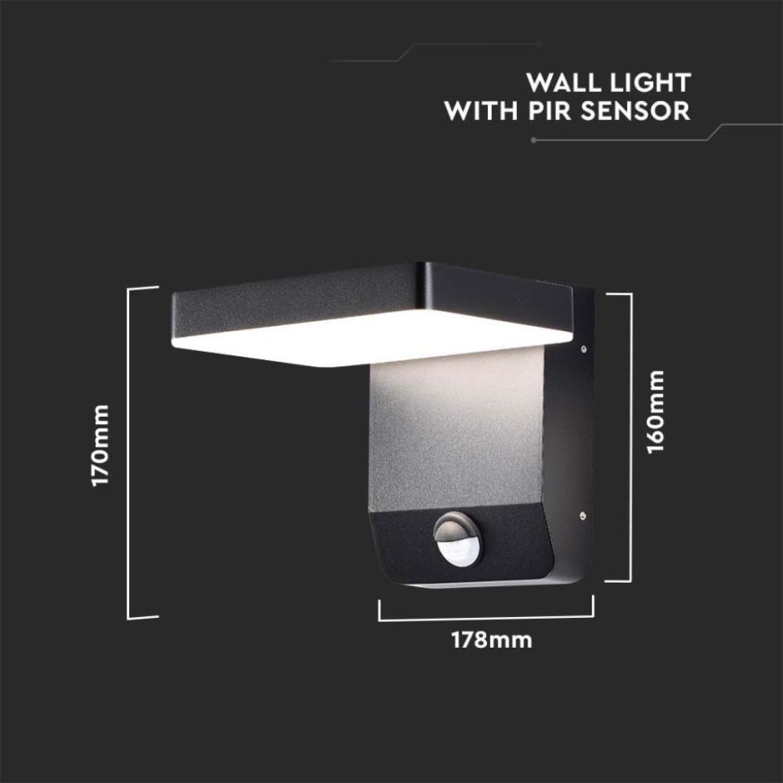 Luminária de parede LED flexível para exterior com sensor LED/17W/230V IP65 4000K preta