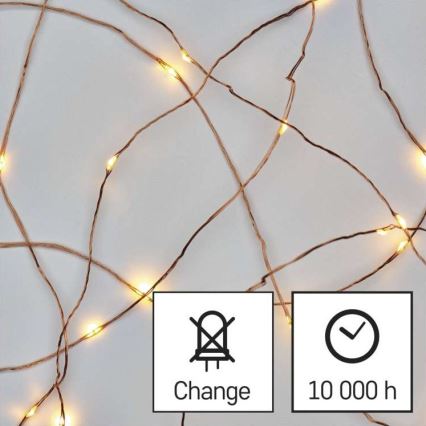 LED cabo de luzes de Natal para exterior 100xLED/15m IP44 branco quente
