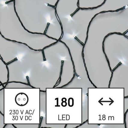 LED Cadeia luminosa de Natal para exterior 180 LEDs/8 modos 23 m IP44 branco frio