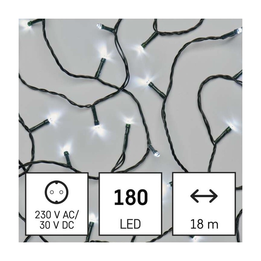 LED Cadeia luminosa de Natal para exterior 180 LEDs/8 modos 23 m IP44 branco frio