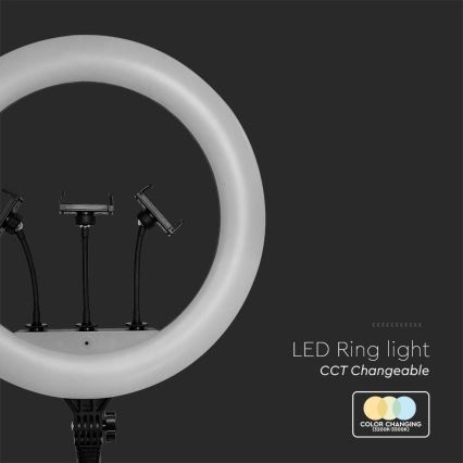 LED Candeeiro com regulação com um suporte para vlogs LED/55W/230V CRI 90 + comando
