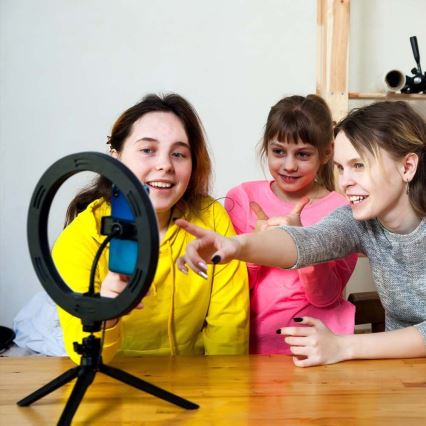 LED CAndeeiro com regulação, tripé e suporte para vlogging LED/10W/5V 3200-5500K