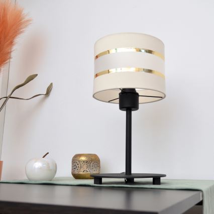 LED Candeeiro de mesa HELEN 1xE27/15W/230V creme/preto/dourado