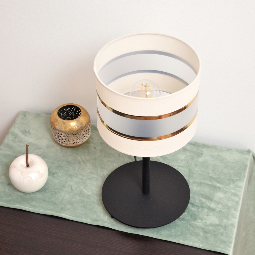 LED Candeeiro de mesa HELEN 1xE27/15W/230V creme/preto/dourado