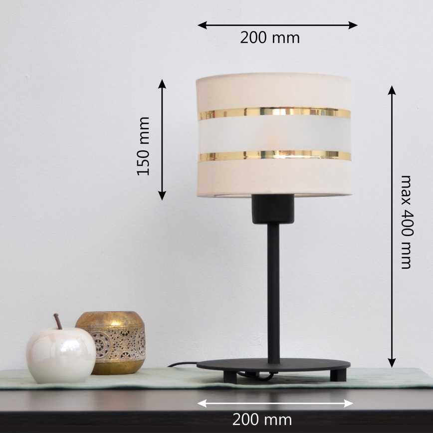 LED Candeeiro de mesa HELEN 1xE27/15W/230V creme/preto/dourado