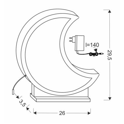LED candeeiro de mesa infantil MOON LED/12W/230V cinzento
