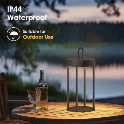 LED dimerizável, lâmpada de mesa tátil recarregável para exterior GENTLE LED/1,5W/3,7V 3000 mAh IP44 preta