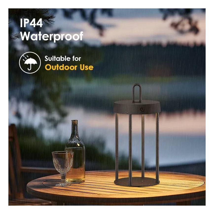 LED dimerizável, lâmpada de mesa tátil recarregável para exterior GENTLE LED/1,5W/3,7V 3000 mAh IP44 preta