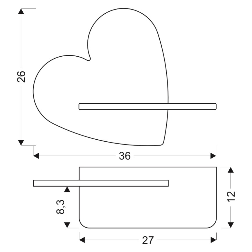 Luminária de parede infantil LED com prateleira HEART LED/5W/230V rosa/madeira,