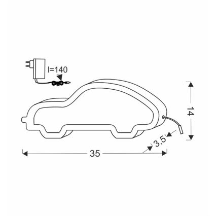 LED Candeeiro de secretária infantil CAR LED/11W/230V rosa