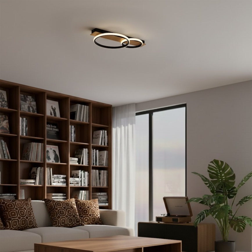 LED Candeeiro de Tecto ROWENA LED/14W/230V preto/castanho