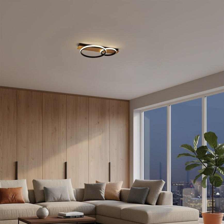 LED Candeeiro de Tecto ROWENA LED/14W/230V preto/castanho
