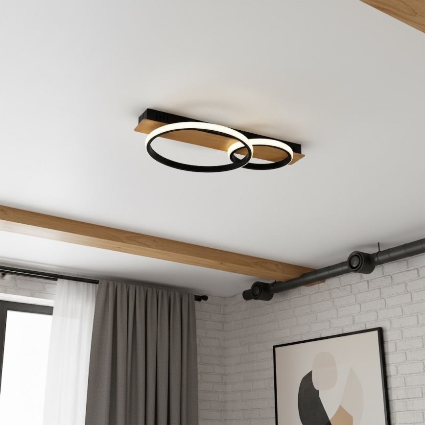 LED Candeeiro de Tecto ROWENA LED/14W/230V preto/castanho