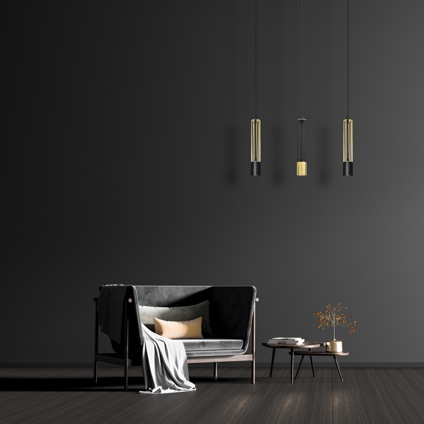 LED Candelabro suspenso BARS 3xGU10/4,8W/230V preto/dourado