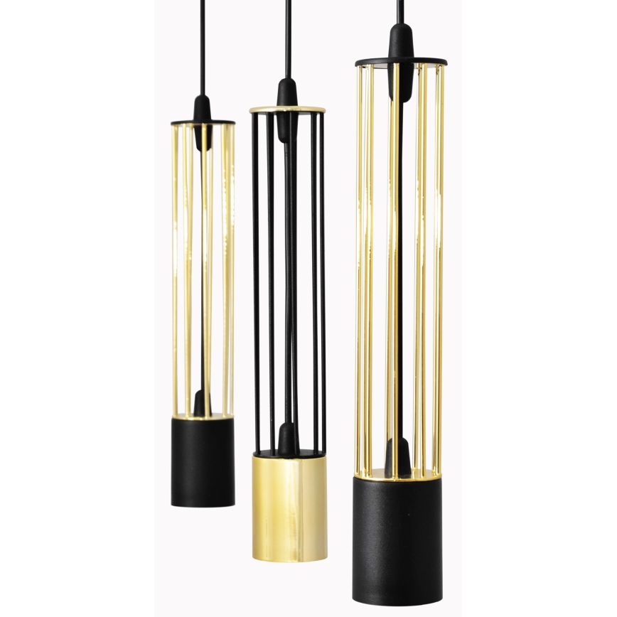 LED Candelabro suspenso BARS 3xGU10/4,8W/230V preto/dourado