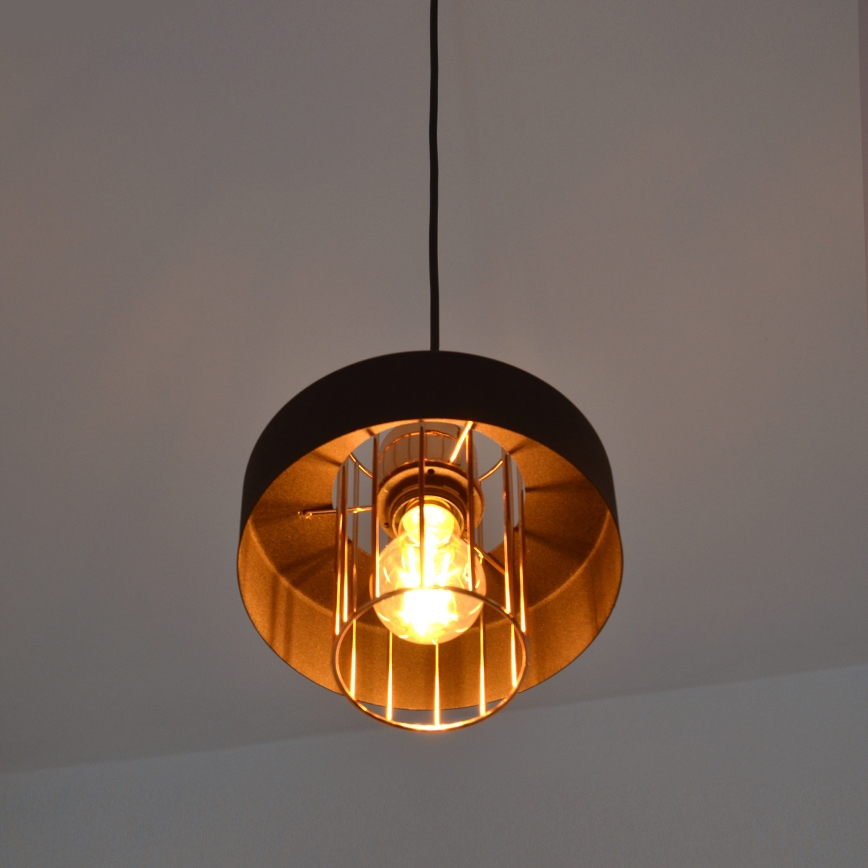 LED Candelabro suspenso LED VOLTA 2xE27/15W/230V preto/dourada