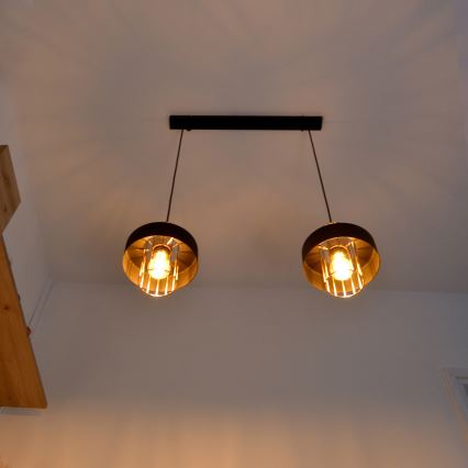 LED Candelabro suspenso LED VOLTA 2xE27/15W/230V preto/dourada