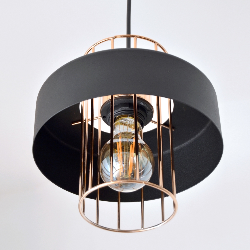 LED Candelabro suspenso LED VOLTA 2xE27/15W/230V preto/dourada