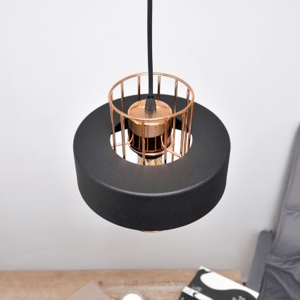 LED Candelabro suspenso LED VOLTA 2xE27/15W/230V preto/dourada