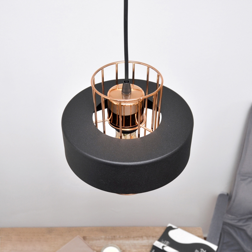 LED Candelabro suspenso LED VOLTA 2xE27/15W/230V preto/dourada