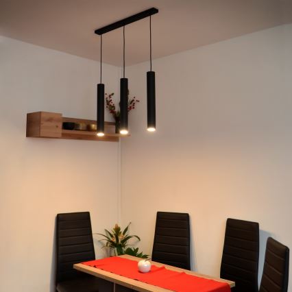 LED Candelabro suspenso TUBA 3xGU10/4,8W/230V preto
