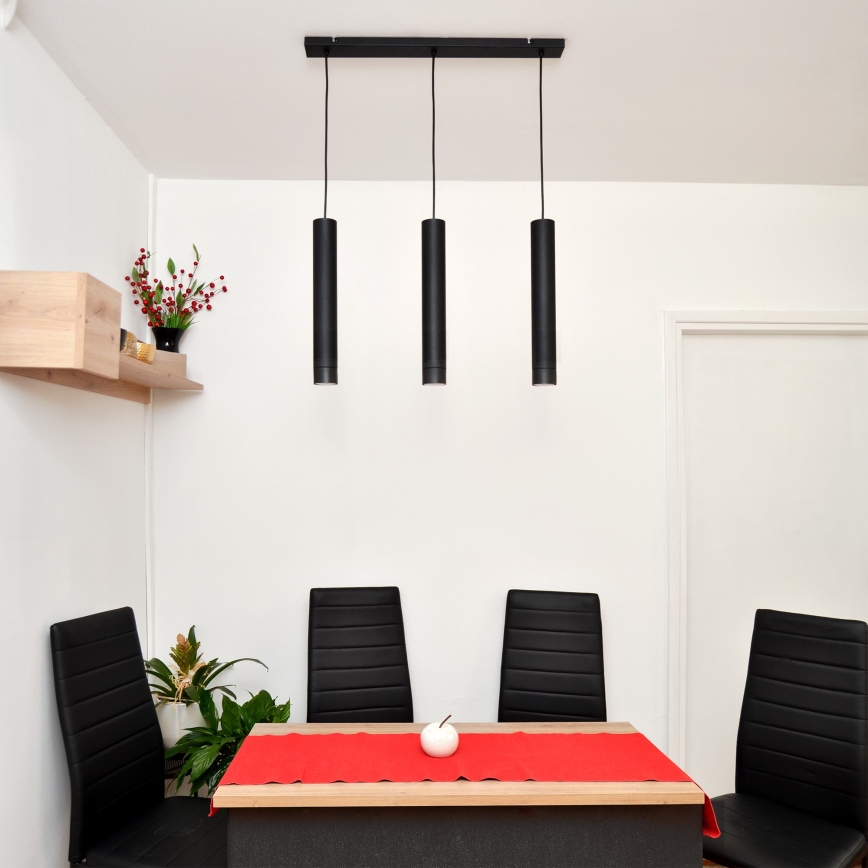 LED Candelabro suspenso TUBA 3xGU10/4,8W/230V preto