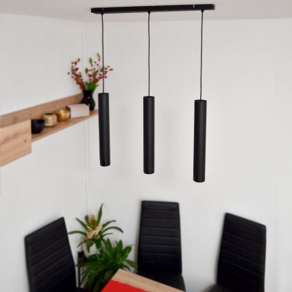 LED Candelabro suspenso TUBA 3xGU10/4,8W/230V preto