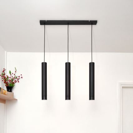 LED Candelabro suspenso TUBA 3xGU10/4,8W/230V preto