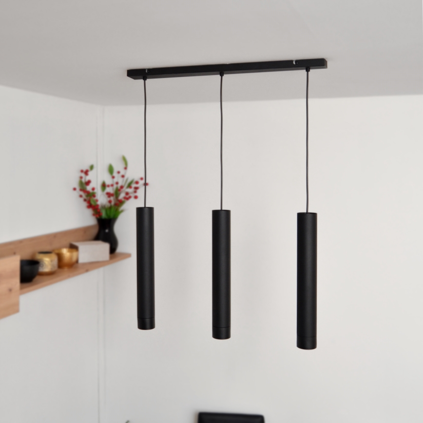 LED Candelabro suspenso TUBA 3xGU10/4,8W/230V preto