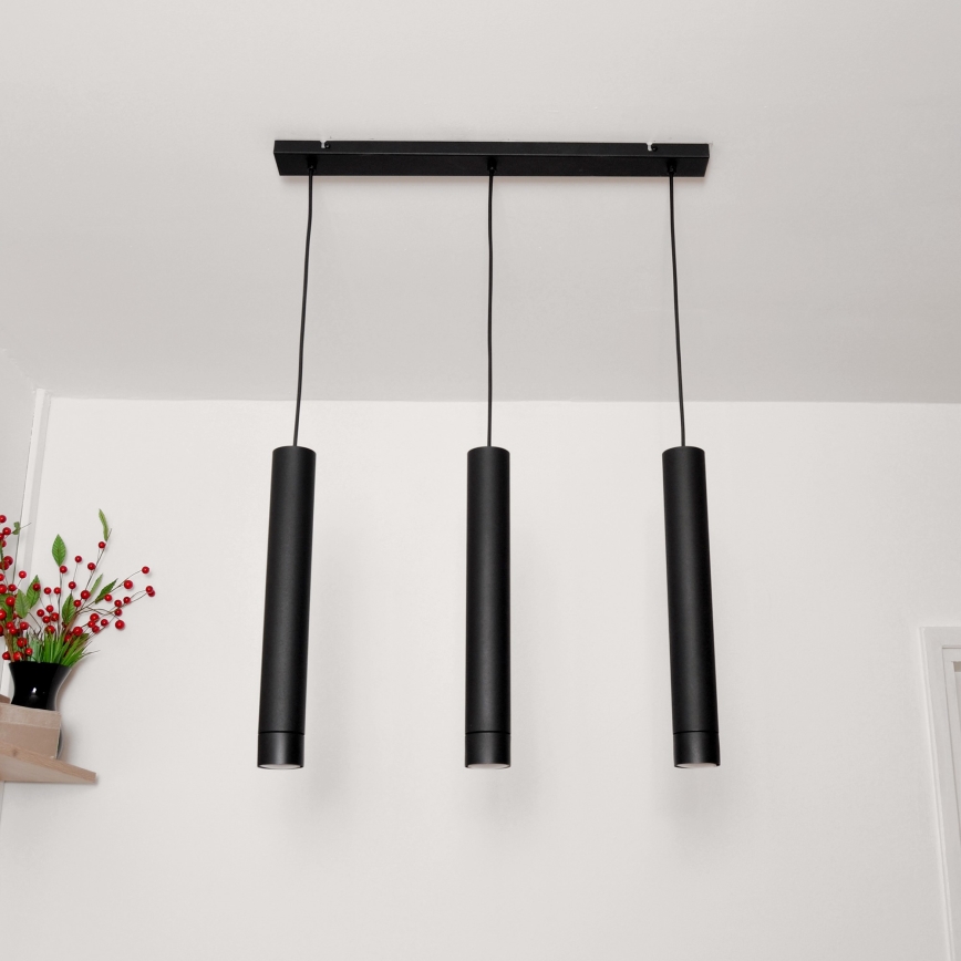 LED Candelabro suspenso TUBA 3xGU10/4,8W/230V preto