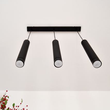 LED Candelabro suspenso TUBA 3xGU10/4,8W/230V preto