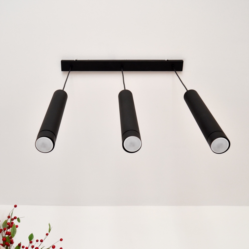 LED Candelabro suspenso TUBA 3xGU10/4,8W/230V preto