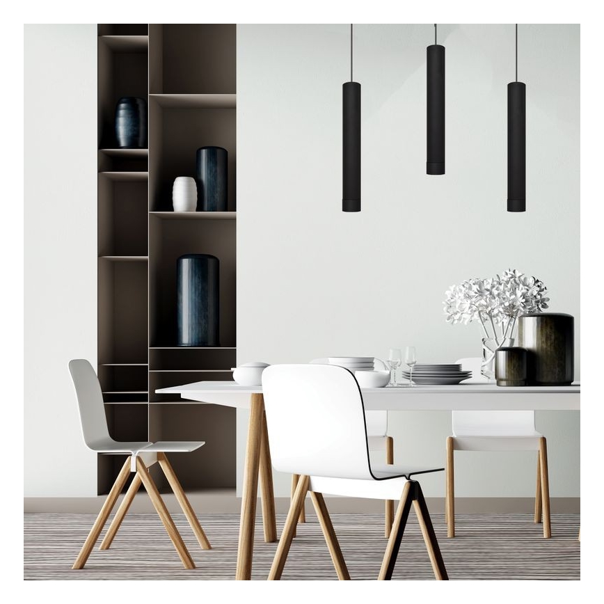 LED Candelabro suspenso TUBA 3xGU10/4,8W/230V preto