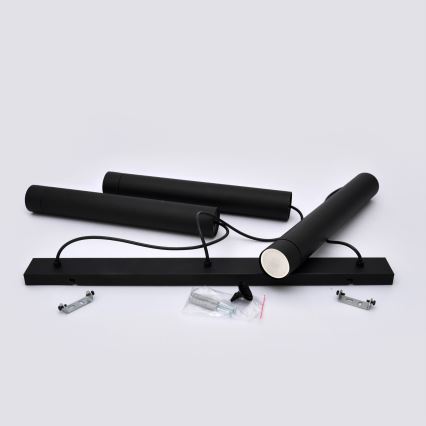 LED Candelabro suspenso TUBA 3xGU10/4,8W/230V preto