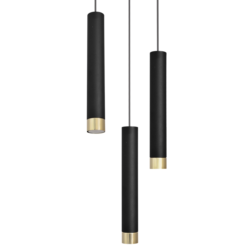 LED Candelabro suspenso TUBA 3xGU10/6,5W/230V preto/dourado
