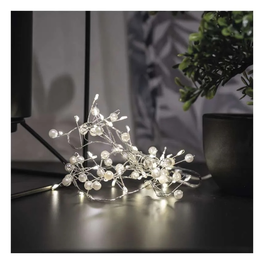 LED cordão de luzes de Natal 40xLED/3xAA 1,5 m branco quente