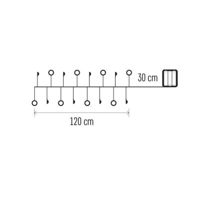 LED cordão de luzes de Natal 40xLED/3xAA 1,5 m branco quente
