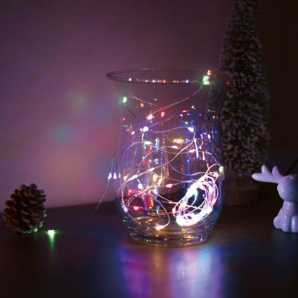 LED Cordão de luzes de Natal 50xLED/3xAA 5m multicolorido