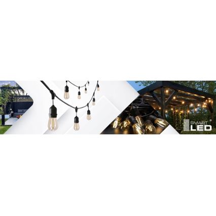 LED Cordão de luzes decorativas para exterior 20xE27/1W/230V 11,44 m IP44 preto