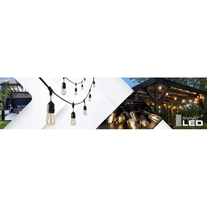 LED Cordão de luzes decorativas para exterior 20xE27/1W/230V 11,44 m IP44 preto