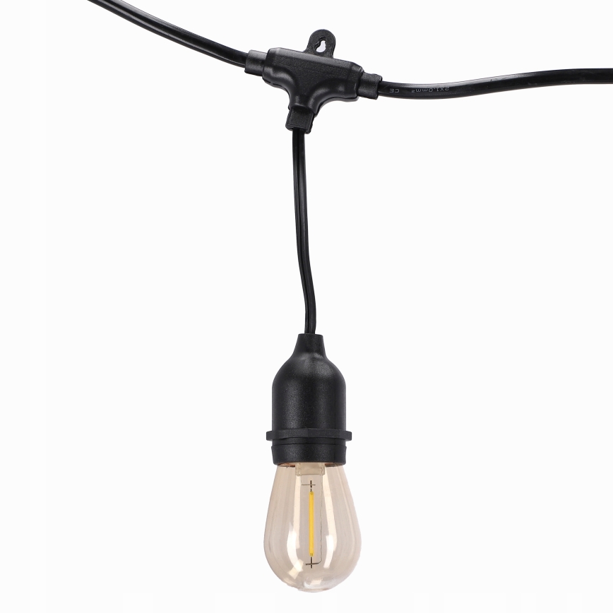 LED Cordão de luzes decorativas para exterior 20xE27/1W/230V 11,44 m IP44 preto
