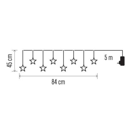 LED Cordão de Natal para exterior 8xLED/5,84m IP44 estrelas