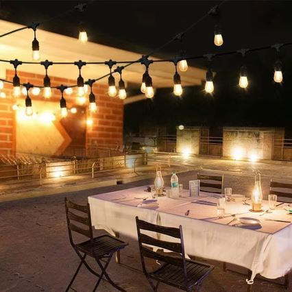 Cadeia decorativa LED para exterior 10xE27/1W/230V 10 m IP65 preta