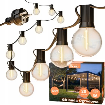 LED Cordão decorativo para exterior 36xE12/1W/230V 22,35 m IP65 preto