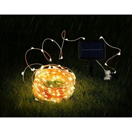 LED cordão decorativo solar 200 LEDs / 1,2 V, 800 mAh, 12 m, IP44, preto