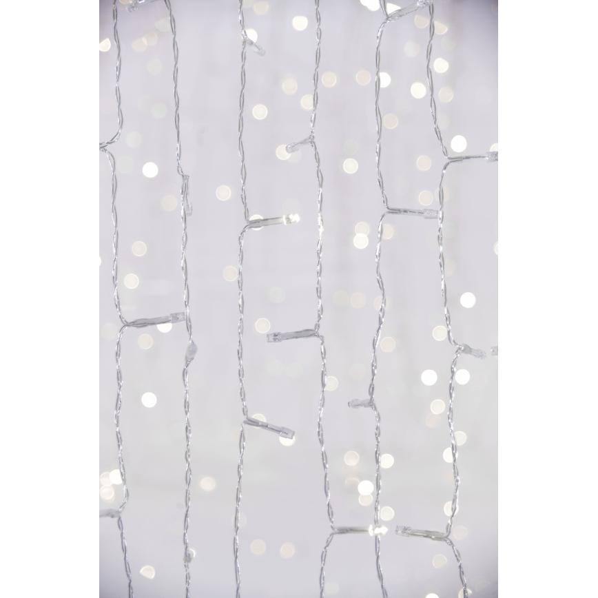 LED Cortina para exterior CURTAIN 480xLED/8,4W/230V 3x3 m IP44 branco frio